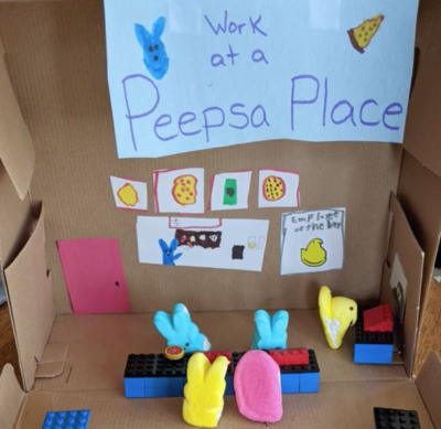 Peepsa Place Diorama of Pizza Parlor with Peeps